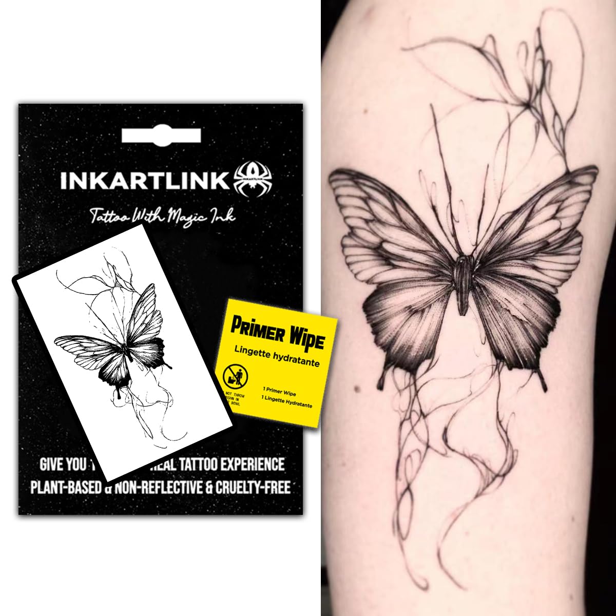 INKARTLINK Semi-Permanent Temporary Tattoo, Gift for Girls, Butterfly Tattoo for Cute and Sweet Girls, Waterproof and Non-reflective, Exquisite