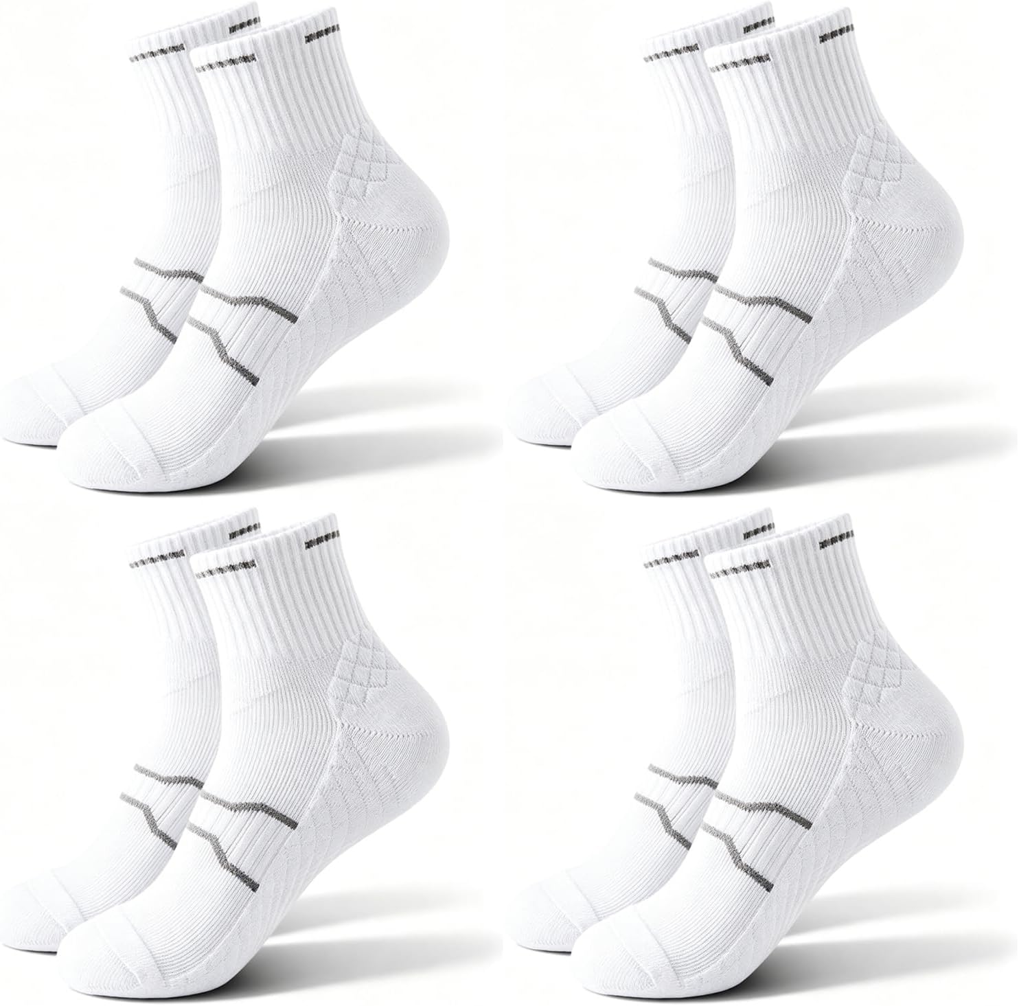 Athletic Ankle Socks for Men & Women - Running Basketball Sports Socks, Wicking Cushioned & Breathable Cotton Socks