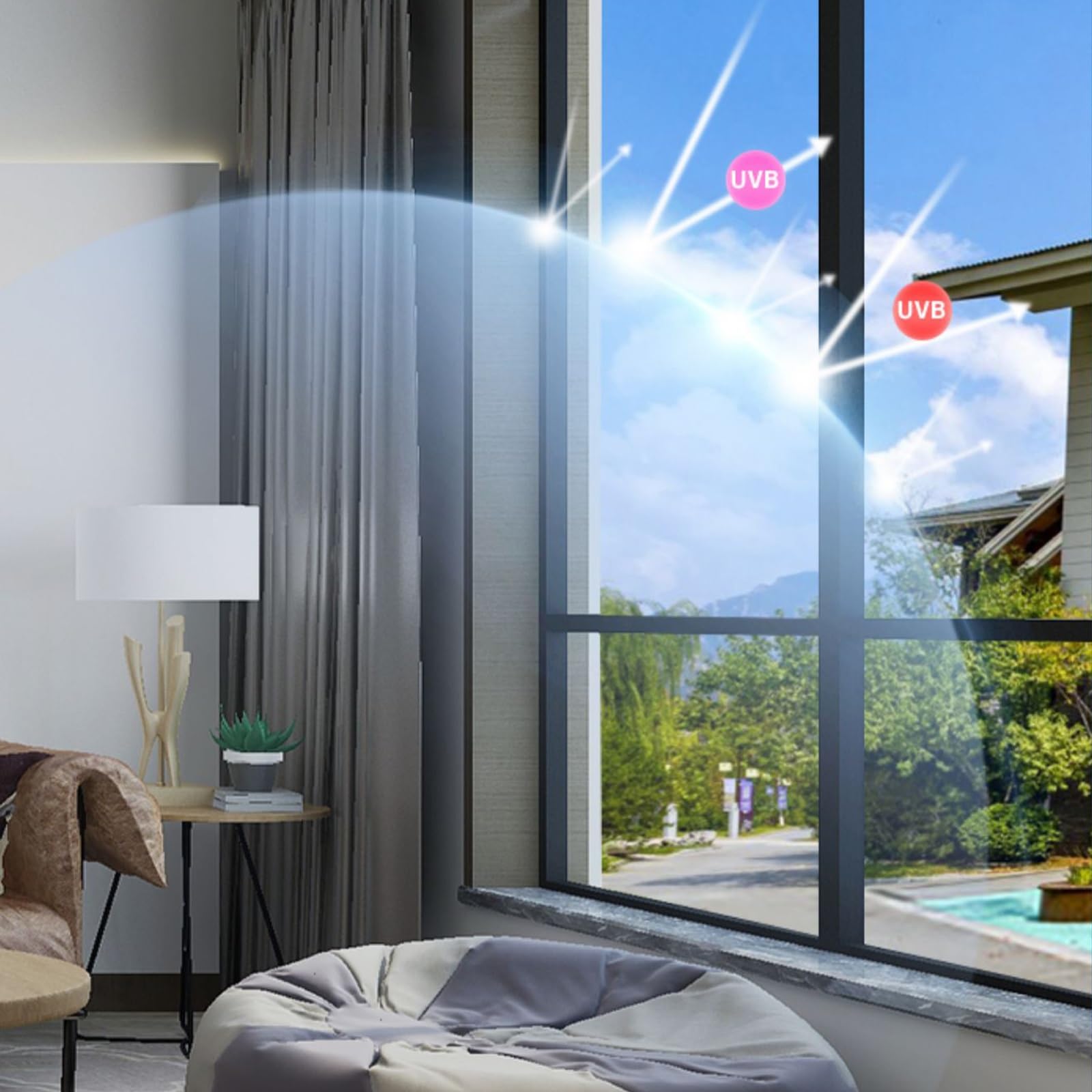 HJXGQJM Pellicola Specchio Vetri Pellicola Finestre Privacy Adesivo Oscurante da Vetro, Anti-UV E Controllo del Calore Pellicola Privacy Monodirezionale Adatto per Ufficio Casa, Blu(75x300cm)