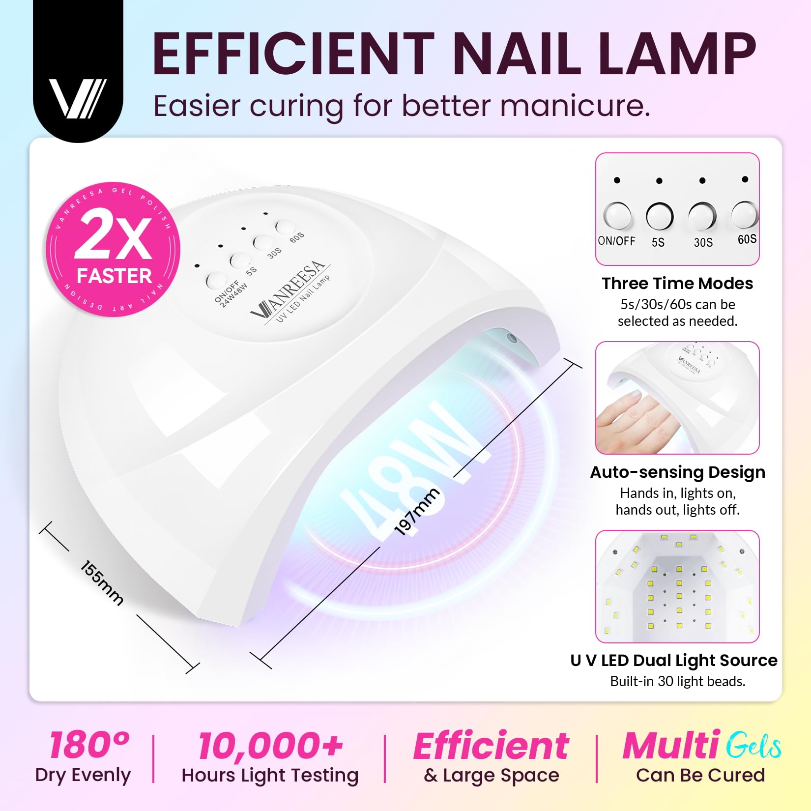VANREESA Gel Nagellack Set, 36 Farben U V Gel Nagellack Starter Kit mit 48W Nagellampe Gel Nagellack Starter Set Geschenk für Frauen