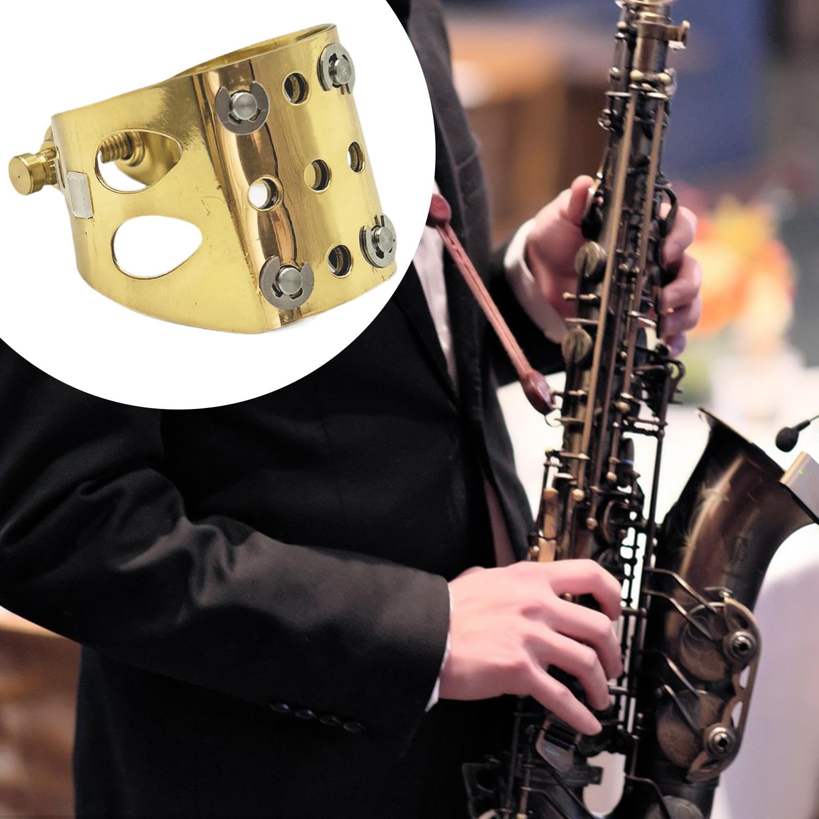 Generic Abrazadera de Boquilla de Saxofón de Metal Que Proporciona Un Gran Sonido Ajustable Y Resistente
