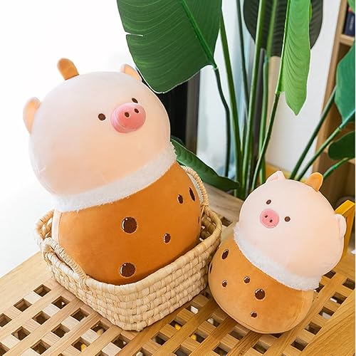 Miniatura 3 de Boba Pig - Peluche Kawaii de 9 pulgadas con forma de cerdo de té con burbujas, lindo y esponjoso, almohada suave de dibujos animados, juguete de té