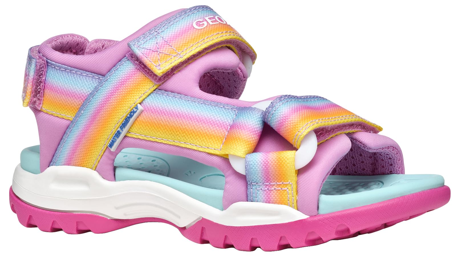 Geox J Borealis Girl A Sandal, Dk Pink/Multicolor, 12.5 UK