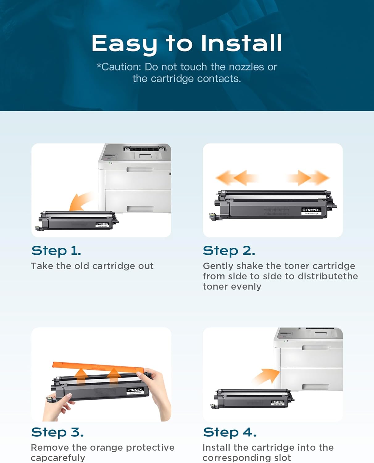 TN229XL Toner Cartridge 5 Pack (with Chip) High Yield Replacement for Brother TN229XL TN229 to Work for MFC-L3720CDW MFC-L3780CDW HL-L3220CDW HL-3280CDW HL-L3300CDW Printers(2 Black/C/M/Y)