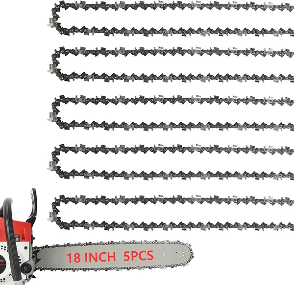 5Pack 18 Inch Chainsaw Chain 3/8" LP Pitch .050" Gauge 62 Drive Links Fits Poulan Pro 051338, EGO AC1800, Greenworks, Echo, Kobalt, Remington, Craftsman, McCulloch and More