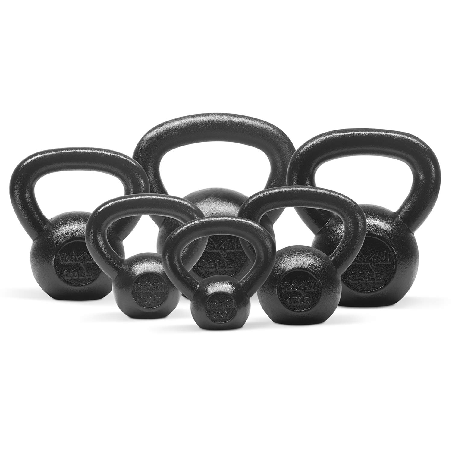 Yes4All Kettlebells Set 5 10 15 20 25 30 lbs Weight Cast Iron for Dumbbell Weights Exercises, Gym, Fitness, Full Body Workout Equipment Push up, Grip and Strength Training