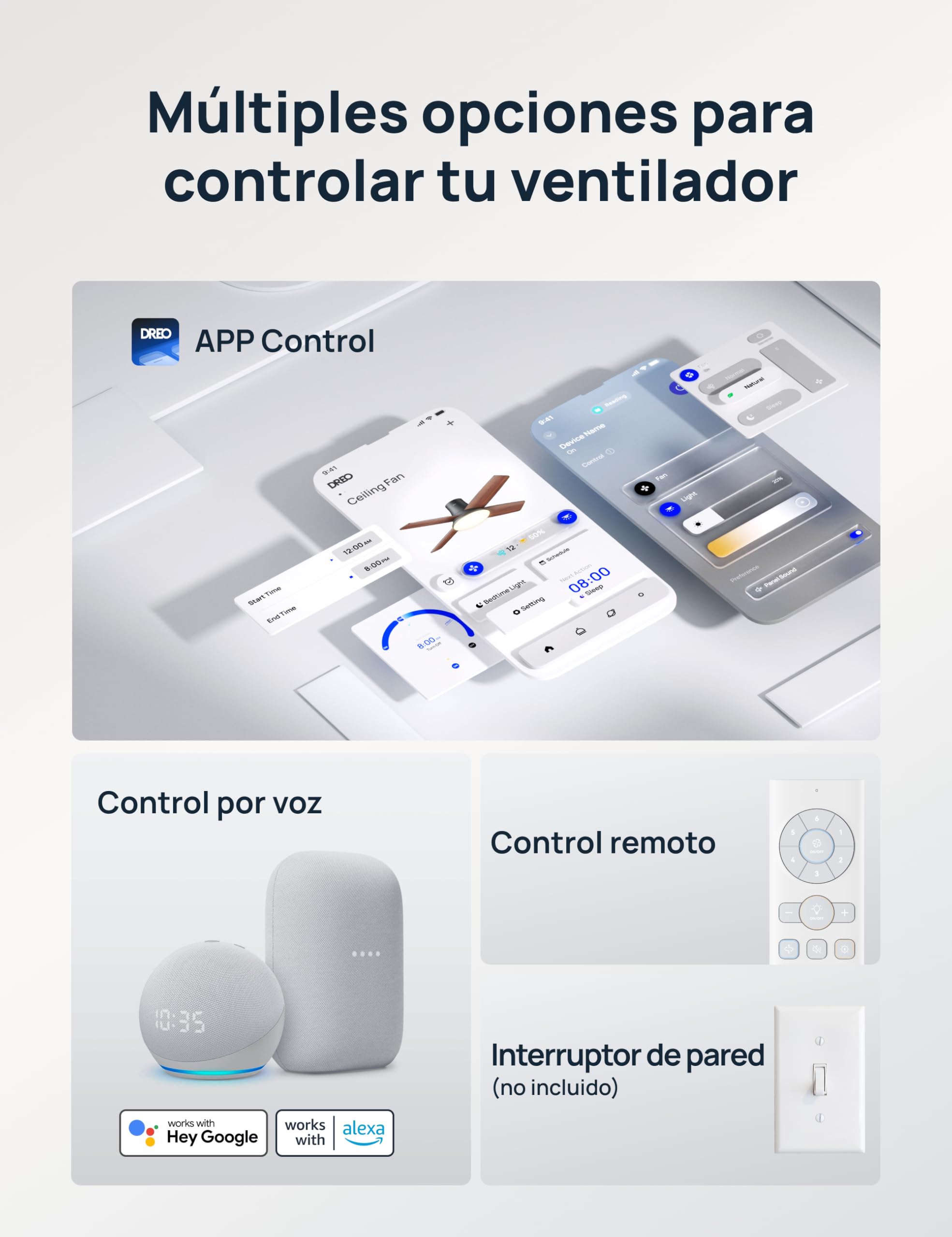 Dreo ventilador de techo con luz, 12 velocidades(APP), 3 modos, motor CC silencioso, instalación fácil, LED regulable, mando a distancia y temporizador 12 h, ventilador de techo negro para hogar
