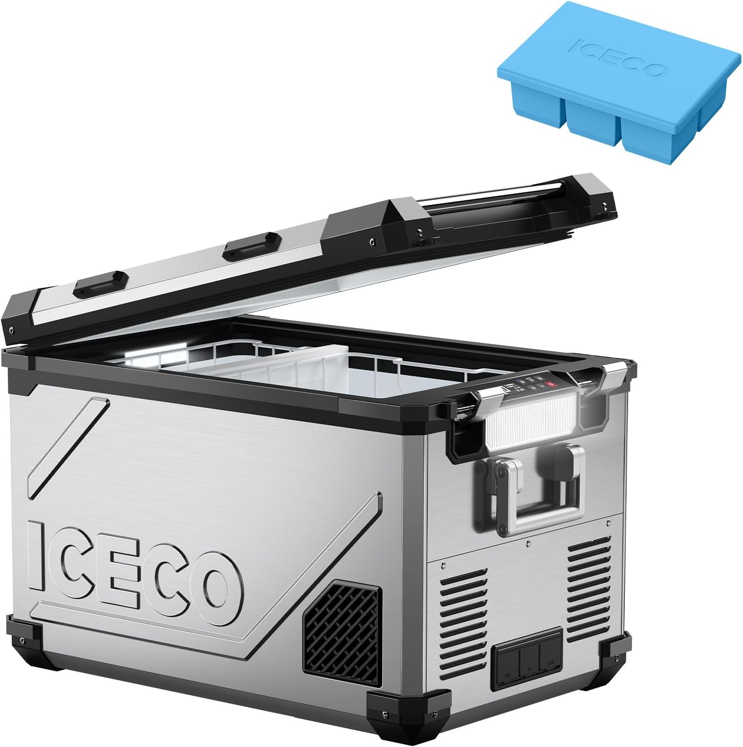 APL55 Dual Zone Portable Refrigerator Bluetooth Controlled, 55 Liter 12v refrigerator with SECOP Compressor, DC 12/24V, AC 110-240V, for Truck, Car and Home, -4℉~68℉(Silver)