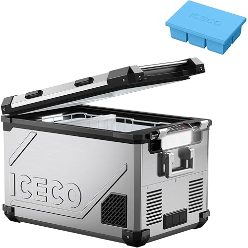 ICECO APL55 Dual Zone Portable Refrigerator Bluetooth Controlled, 55 Liter 12v refrigerator with SECOP Compressor, DC 12/24V, AC 110-240V, for Truck, Car and Home, -4℉~68℉(Silver)