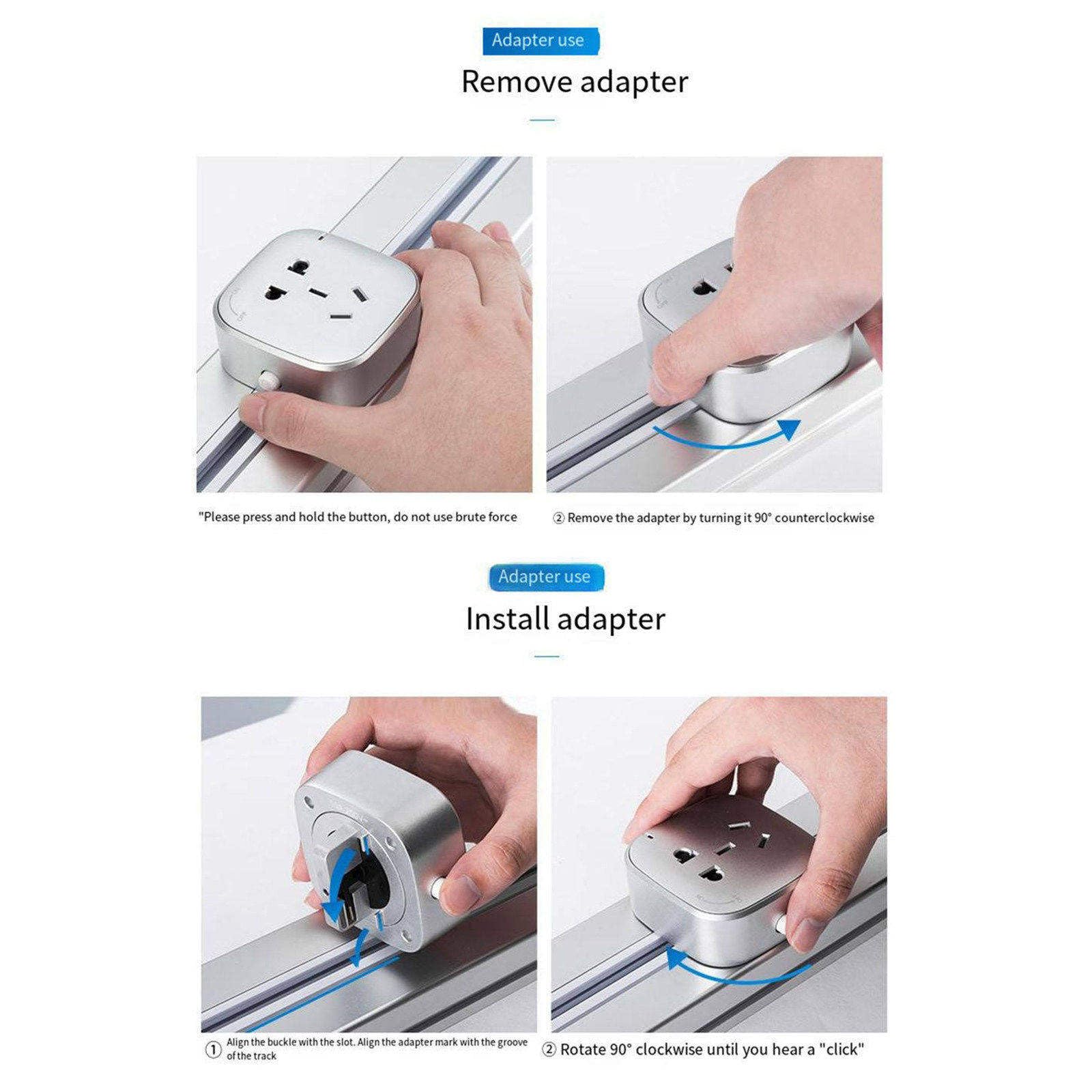 Abnehmbare Steckdose, Wandmontierte Steckdosenleiste mit U-förmigem Stecker, Kraftwerk für den Heimwerkstatt-Schlafsaal, Mehrfachstecker-Wandsteckdose,Black-120cm