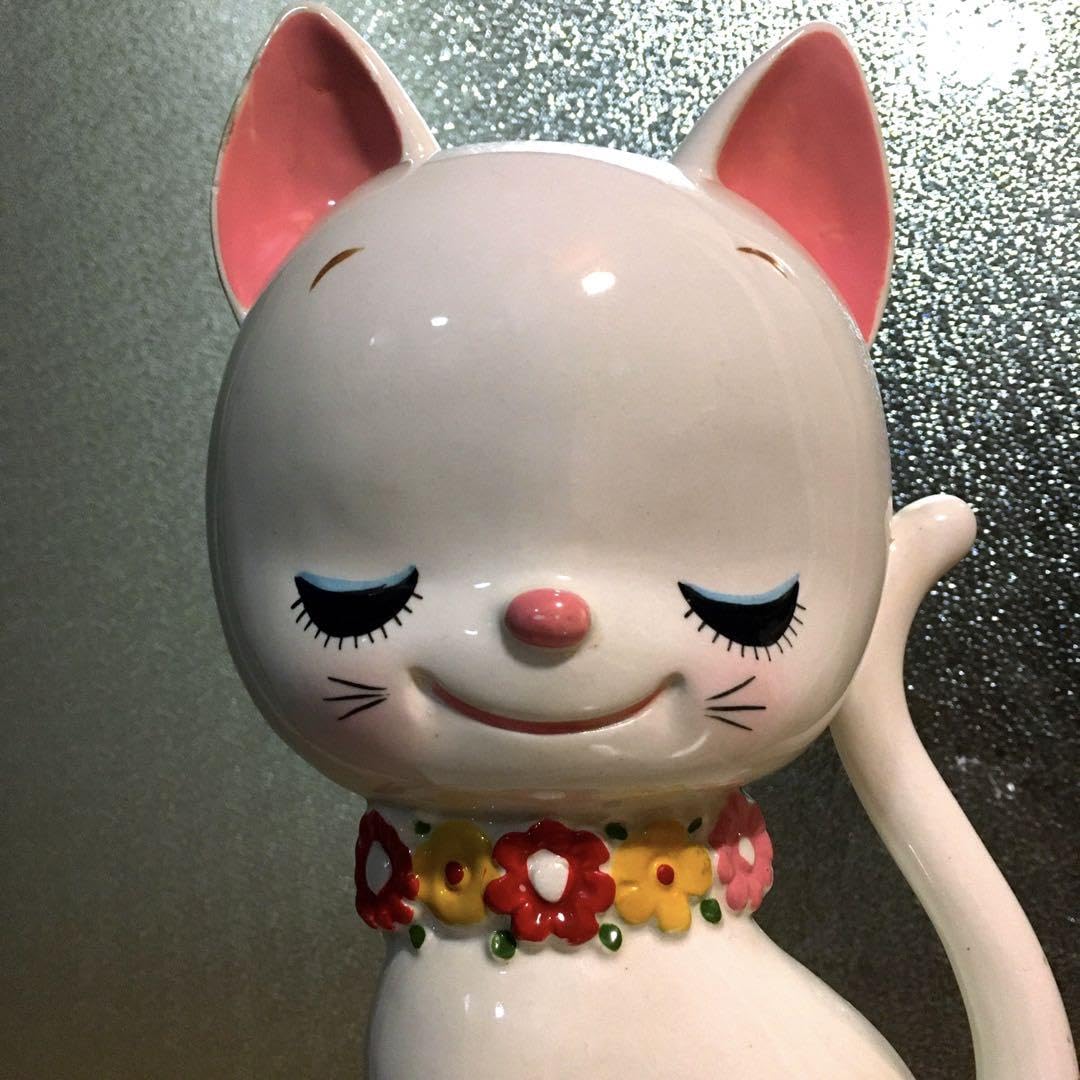 内藤ルネ 白猫 陶器製・貯金箱 昭和レトロ 【公式通販】
