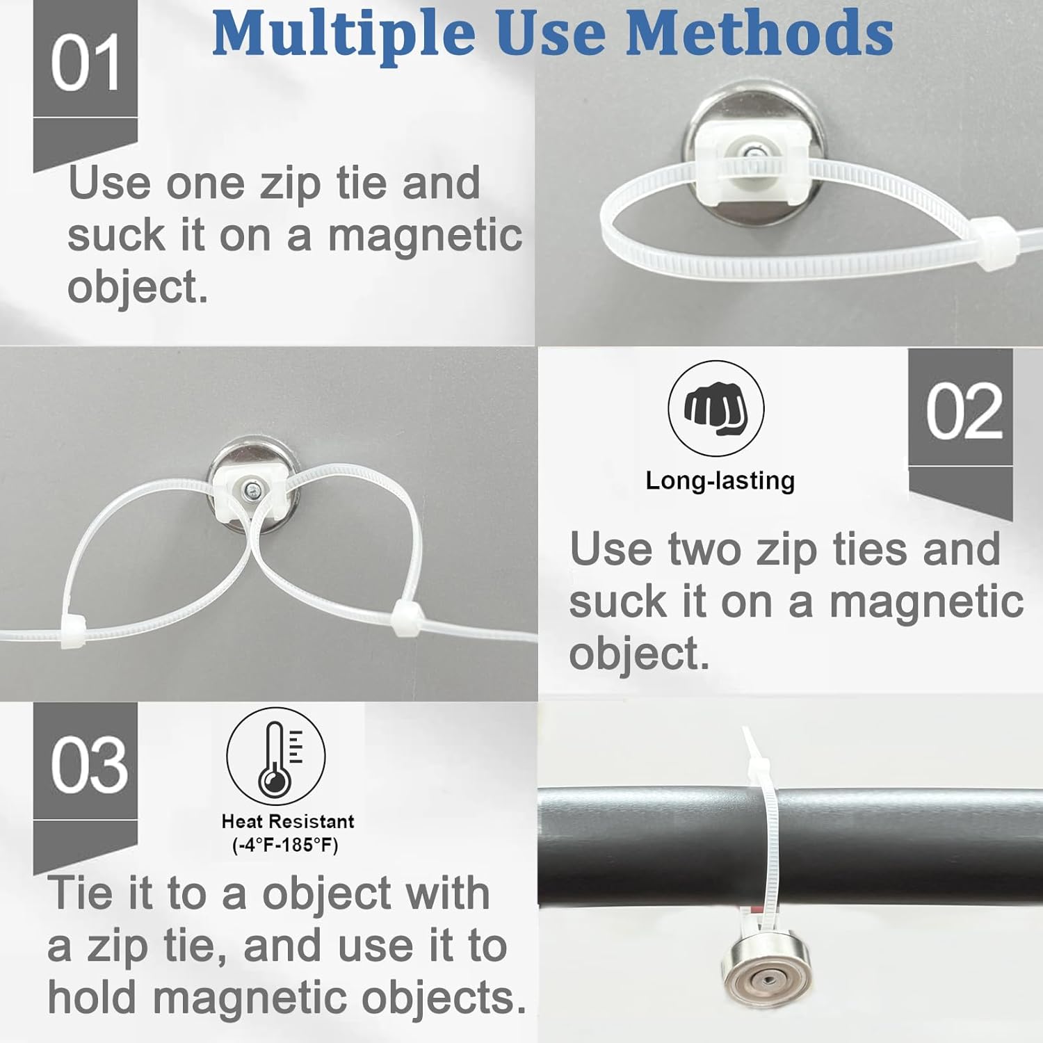 8 Pieces Magnetic Cable Tie Holders,Multipurpose Magnetic Cable Clips Zip Tie Mount,Wire Cables Holder,Cables Management Base Organization for Home Office Marine Electrical Wiring