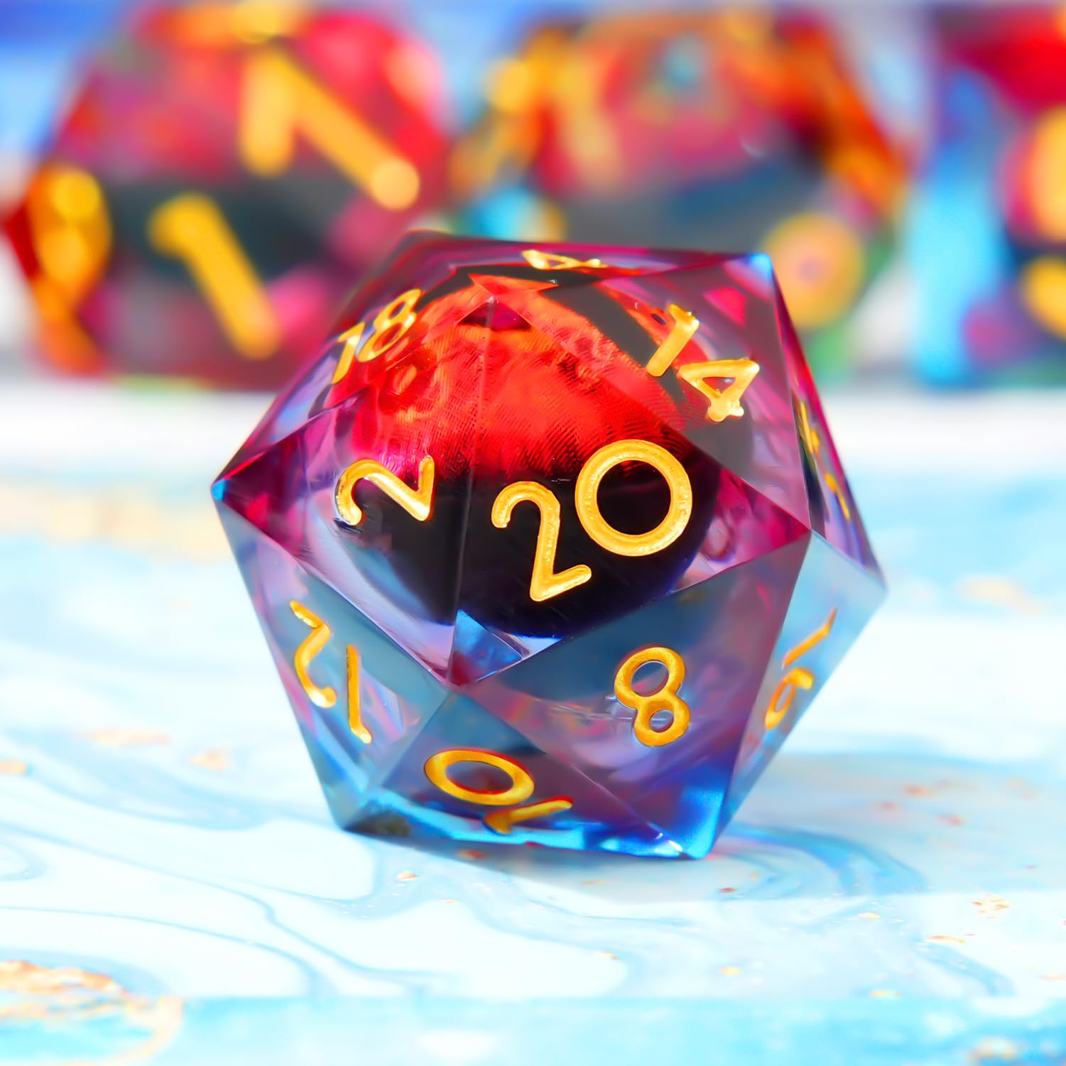 Juego de dados individuales D20 con resina de borde afilado para Dungeons and Dragons, RPG, dados poliédricos D&D, juegos de rol MTG juegos de mesa