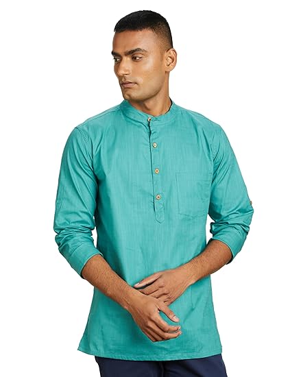 Men's Cotton Solid Short Kurta (Regular Fit)