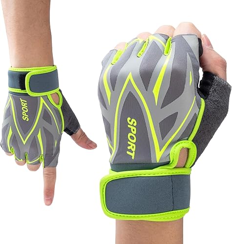 Miniatura 22 de YEHIEL Guantes de gimnasio para ciclismo, deportes, entrenamiento para mujeres, guantes de levantamiento de pesas sin dedos, súper ligeros