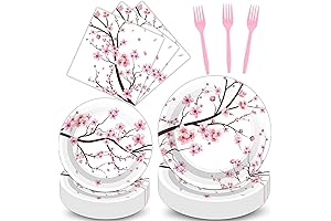 Qyeahkj 100 PCS Cherry Blossom Party Supplies Set