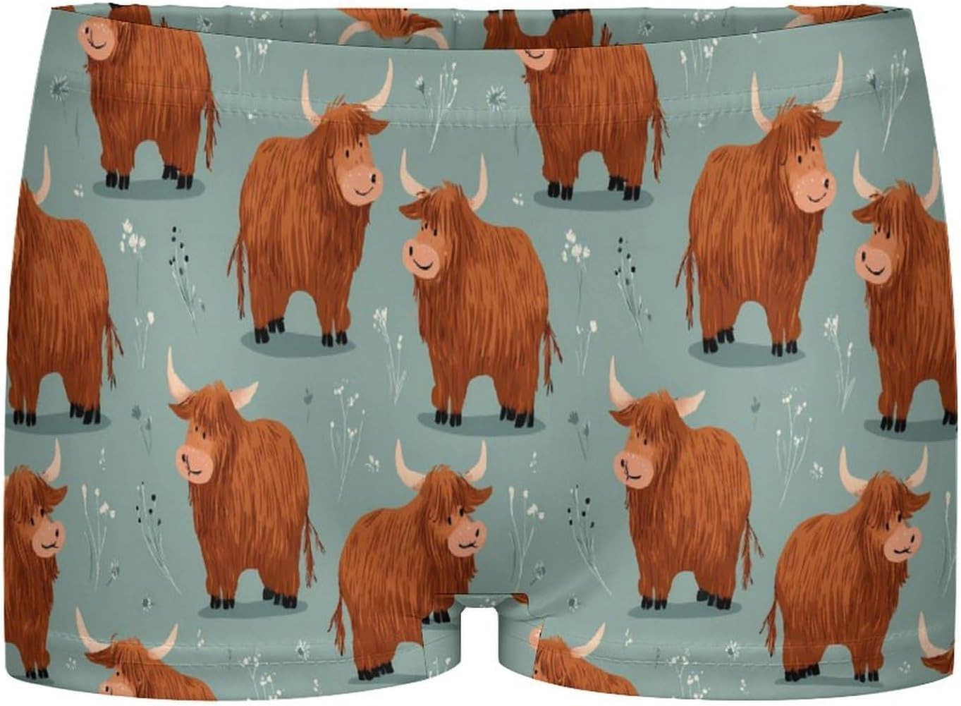 Highland Cow Pattern Funny Women's Boxer Briefs Breathable Underpants Trunks Stretch Underwear