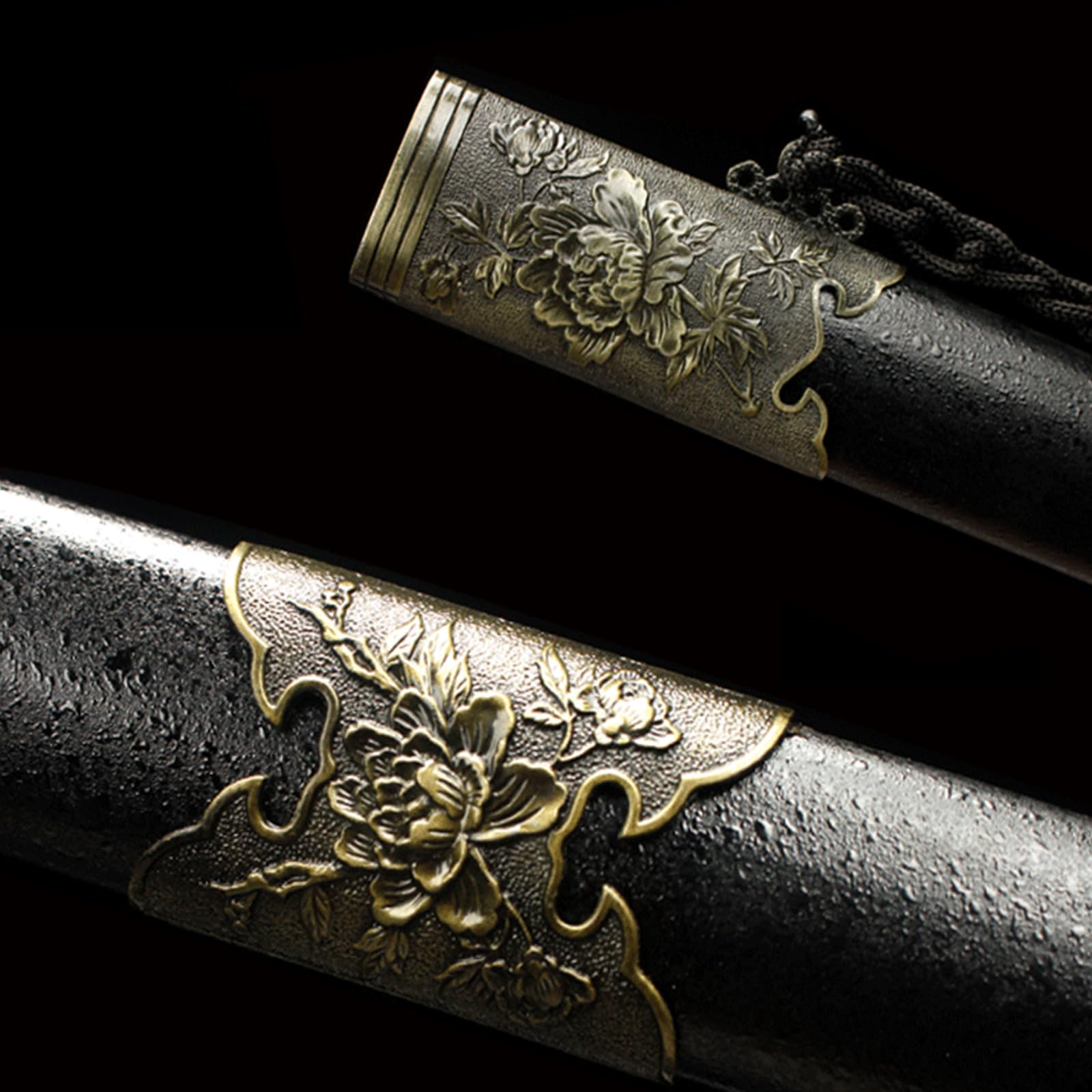 Espadas Tai Chi de Madera con Flores de Peonía, Espada Entrenamiento de Bambú Natural con Vaina, Katana de Madera, Bokken Hecho a Mano 103cm para Cosplay y Artes Marciales
