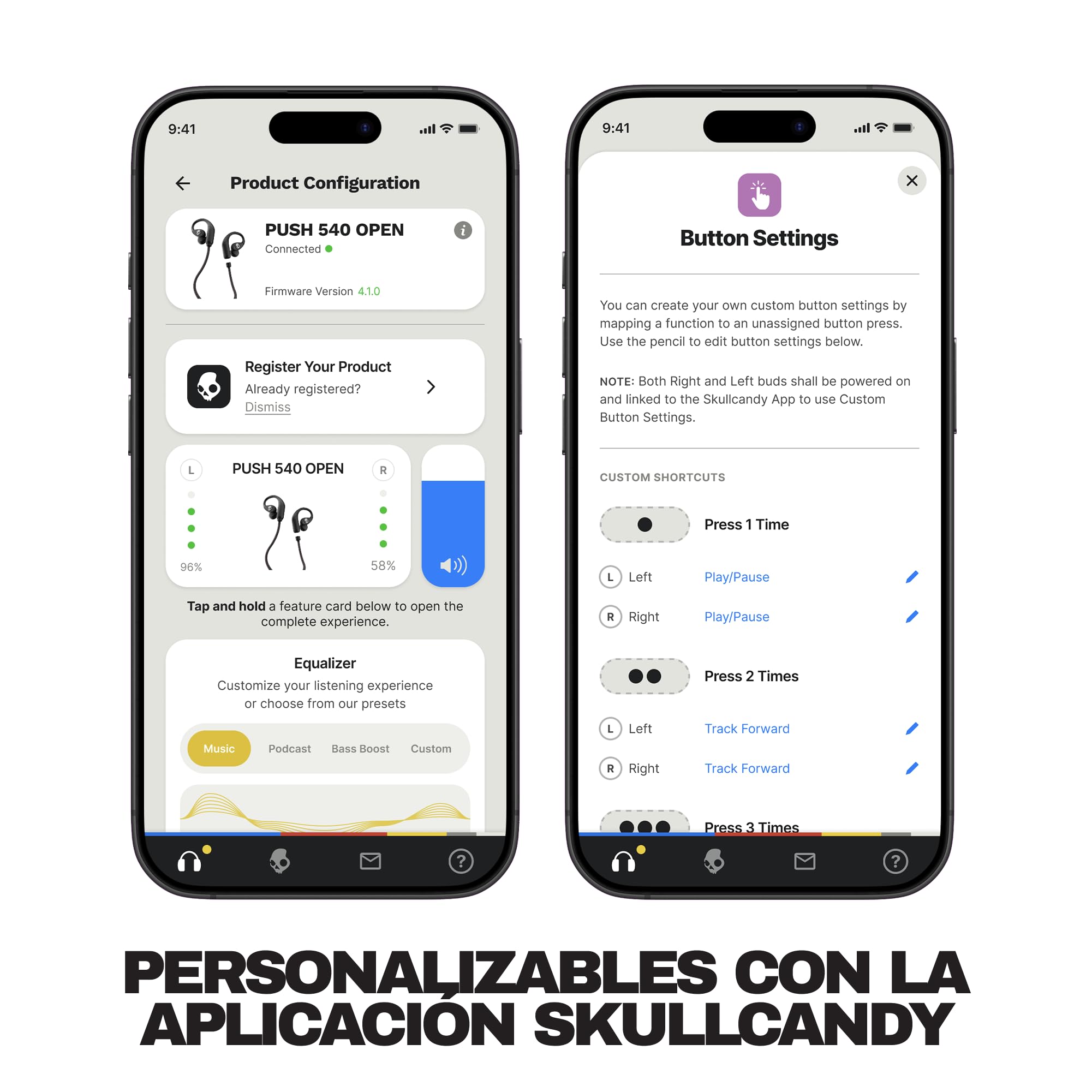Skullcandy Push 540 Open Auriculares Open Ear Inalámbricos Bluetooth Resistentes al Agua y al Sudor, 42 Horas de Autonomía, Banda Magnética Separable, Ajuste Seguro - Rojo