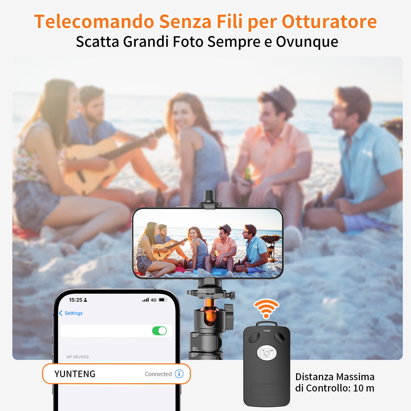 XXZU 191cm Treppiede per Fotocamera, Treppiede Smartphone con Telecomando in Alluminio, Tripod con Supporto per Telefono e Testa a Sfera a 360°, per Fotocamera/Smartphone/Anello Luce/Proiettore