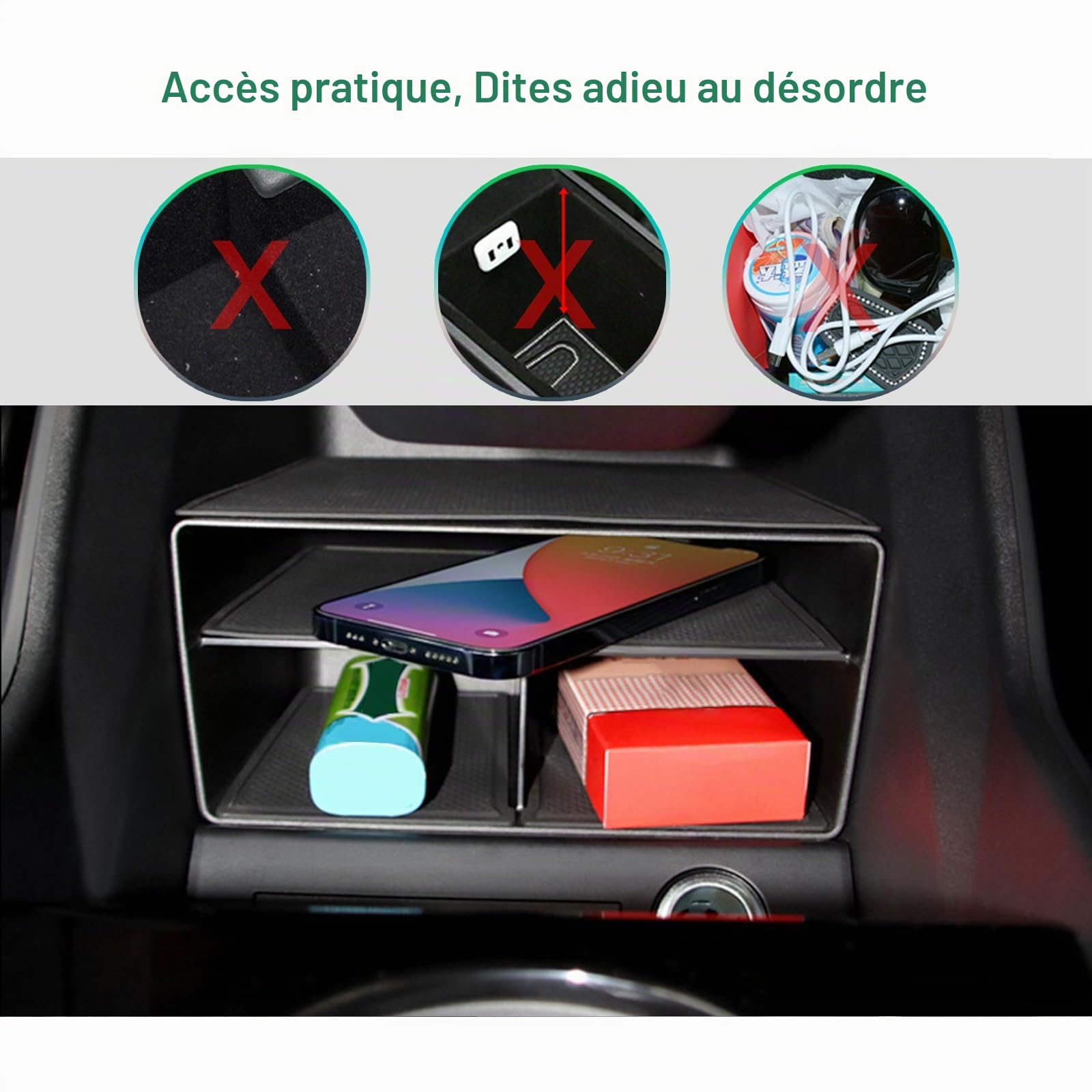 GAFAT Compatible avec Audi Q4 Etron Sportback 2021-2025 2026 Boîte de Rangement pour Console Centrale, Organiseur Plateau Boîte À Gants Bas Console Centrale, Q4 e-tron Accessoires