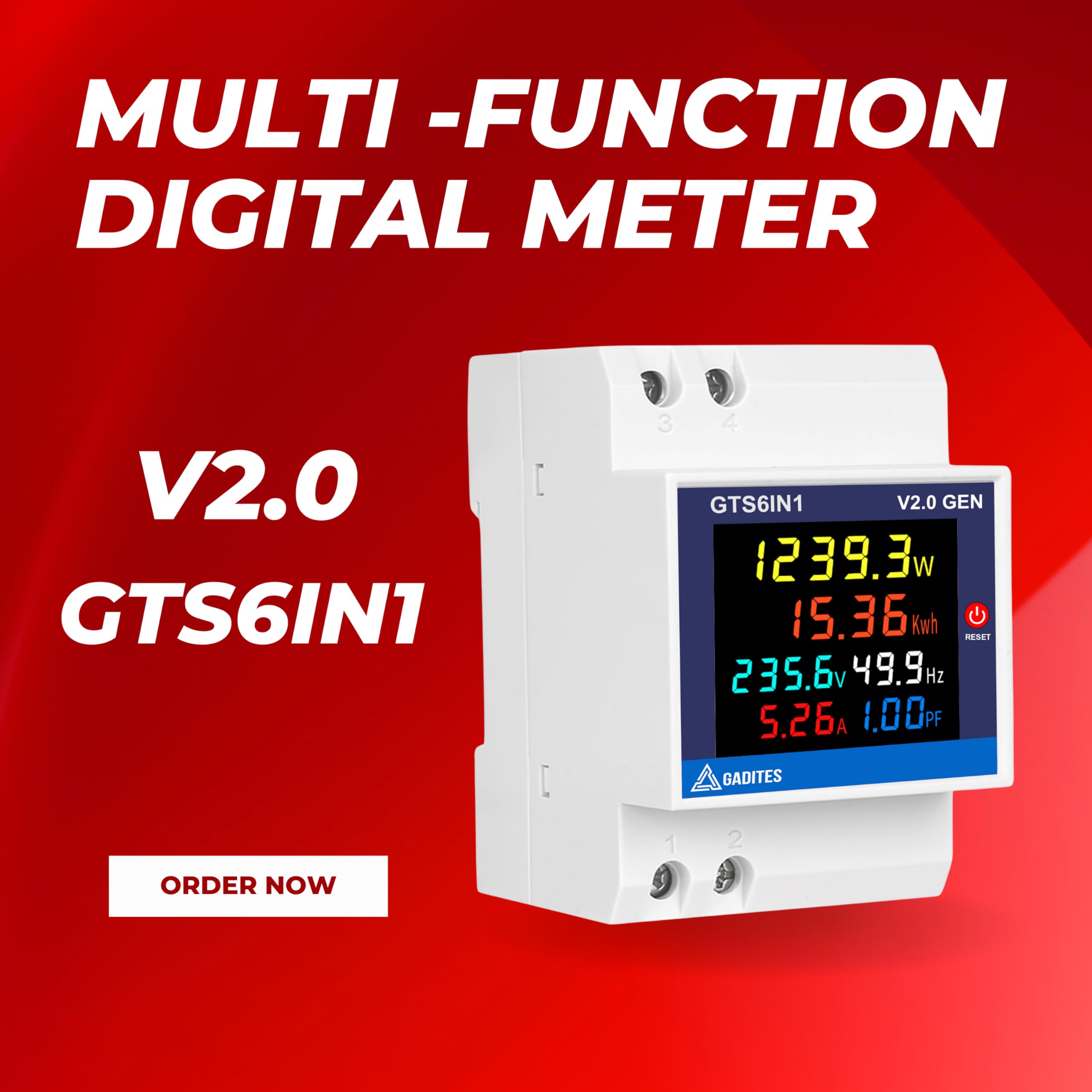 GADITES 6 in 1 Latest V2.0 GEN 100A Digital Energy Meter Frequency Active Power Factor Current Ampere Voltage Monitoring Device with Colorful LCD Display, Monitor Power Consumption Cool Gadgets - Image 6 thumbnail