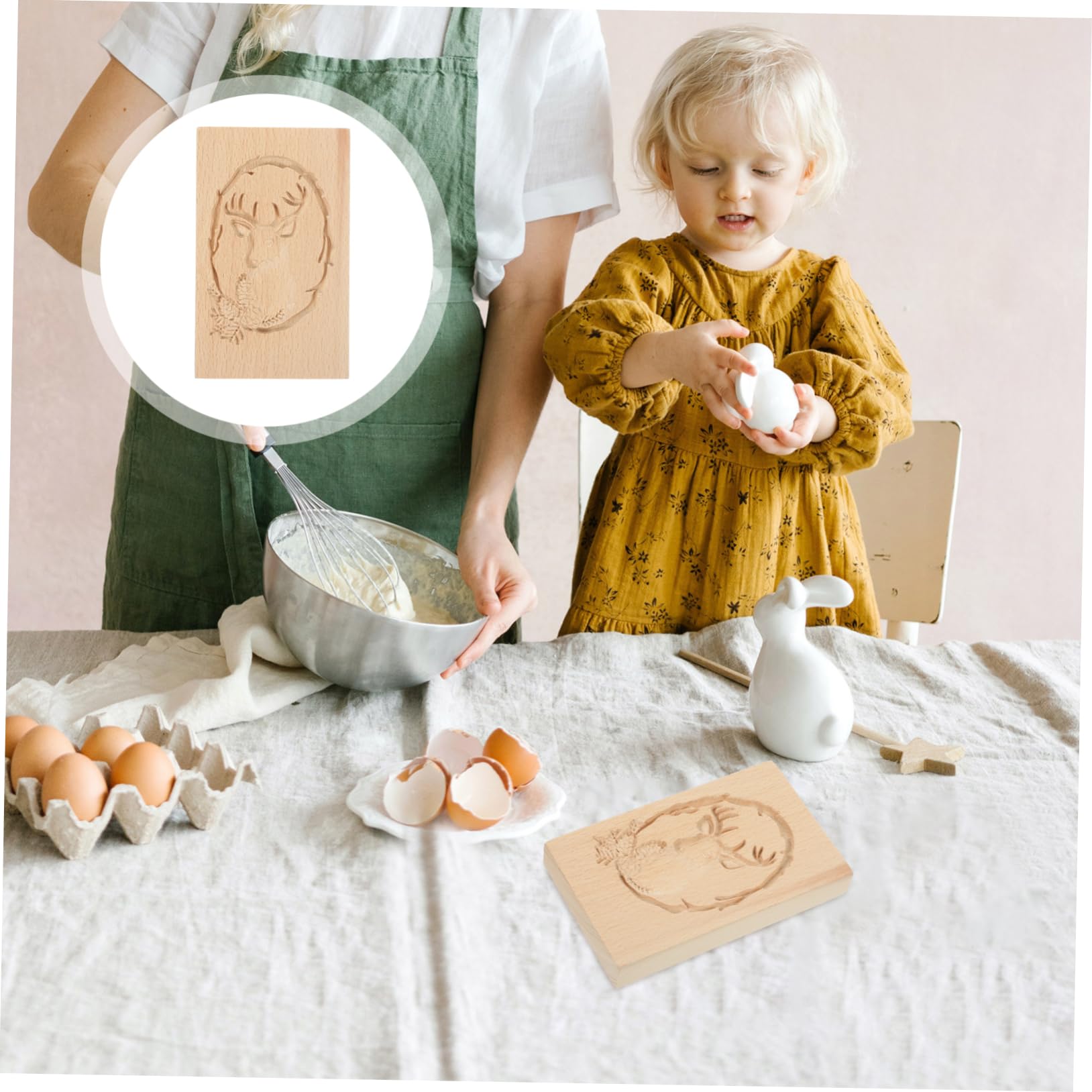 Stampo Per Biscotti a Pressione Di Natale in Legno Naturale 13x8x2 Cm, Utensile Da Forno Artigianale Design Renna, Facile Da Pulire e Per Dolci Fai Da Te e Regali Creativi