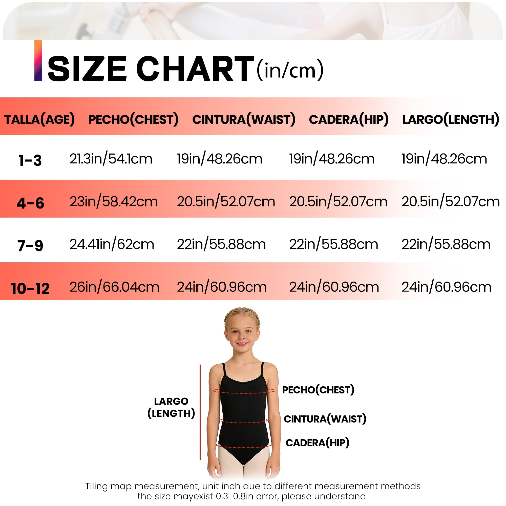 Wildarms Maillot Gimnasia Niña, Leotardo Ballet Sin Mangas, Cuello Redondo, Traje de Danza 1-12 Años — view 6