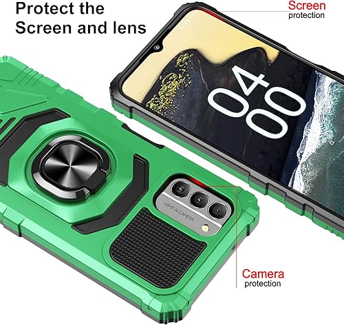 Miniatura 5 de Compatible con Nokia G310 5G Funda para teléfono con protector de pantalla de vidrio templado, soporte de anillo para montaje magnético de