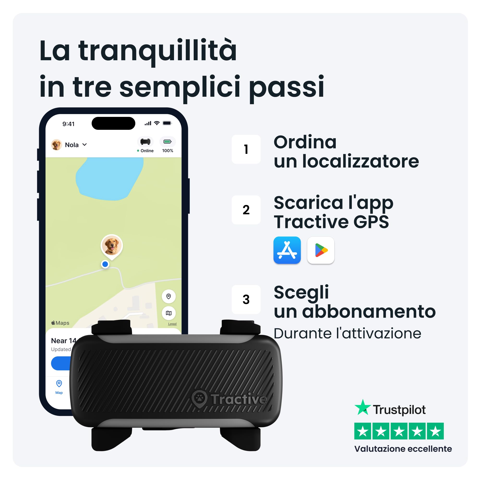 Tractive GPS Cane Intelligente XL (Nero)
