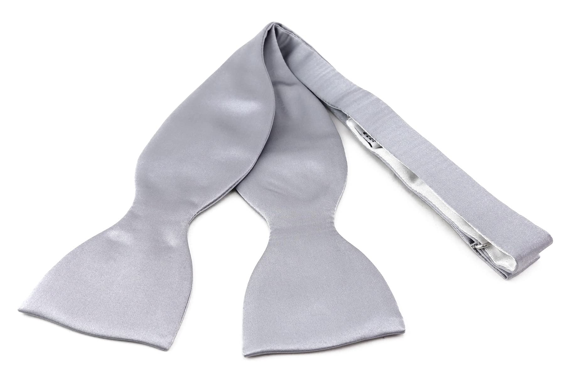 TigerTie bow tie from pure silk, color silver-gray self-bow-tie - silk bow tie + Gift box with manual