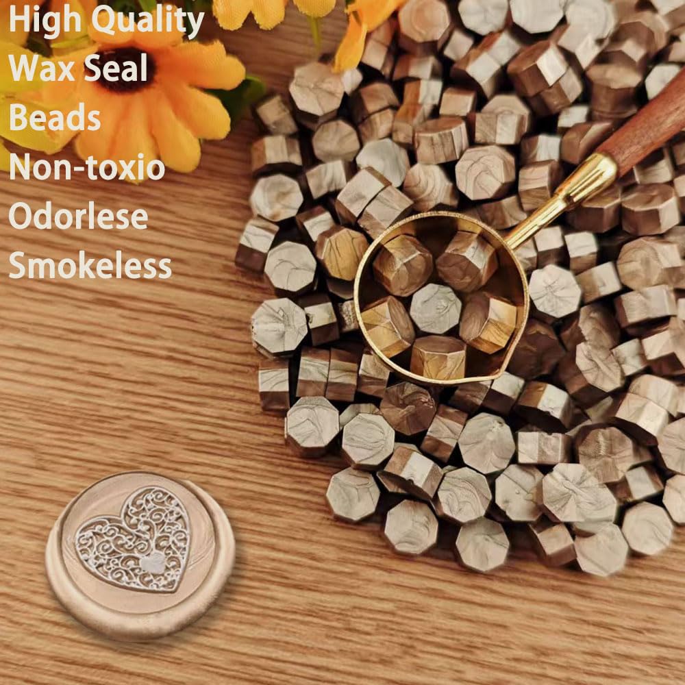 Ioggser 360 PCS Octagon Wax Beads for Wax Seal Stamp Sealing Beads for Wedding and Party Invitations (Champagne Gold) - Image 2