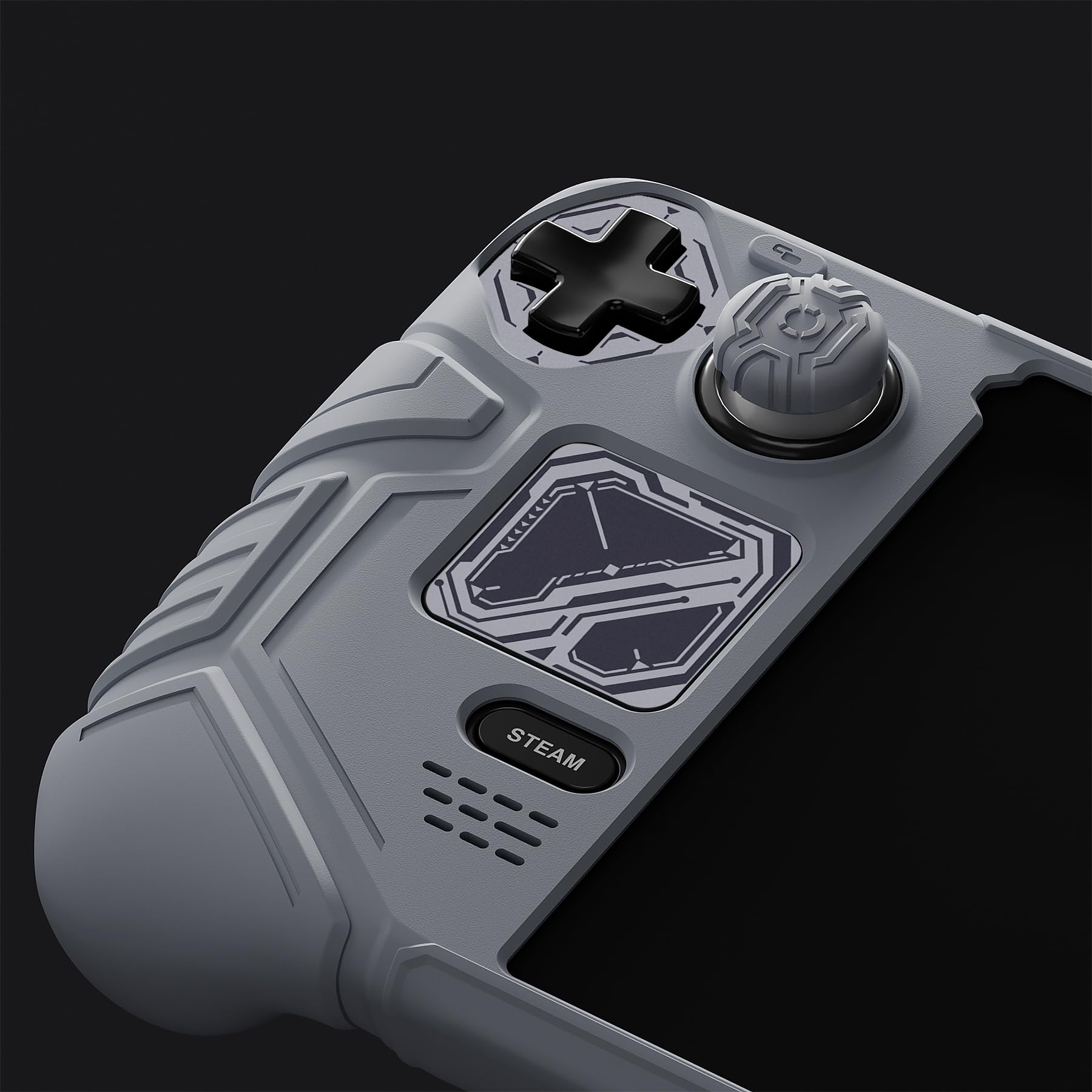 playvital Cover Skin per Steam Deck OLED/LCD, Custodia Silicone Grip Antiscivolo&Copri Levette Analogiche&Tasti Posteriori&Adesivi, Accessori per Steam Deck, Mecha-Grigio