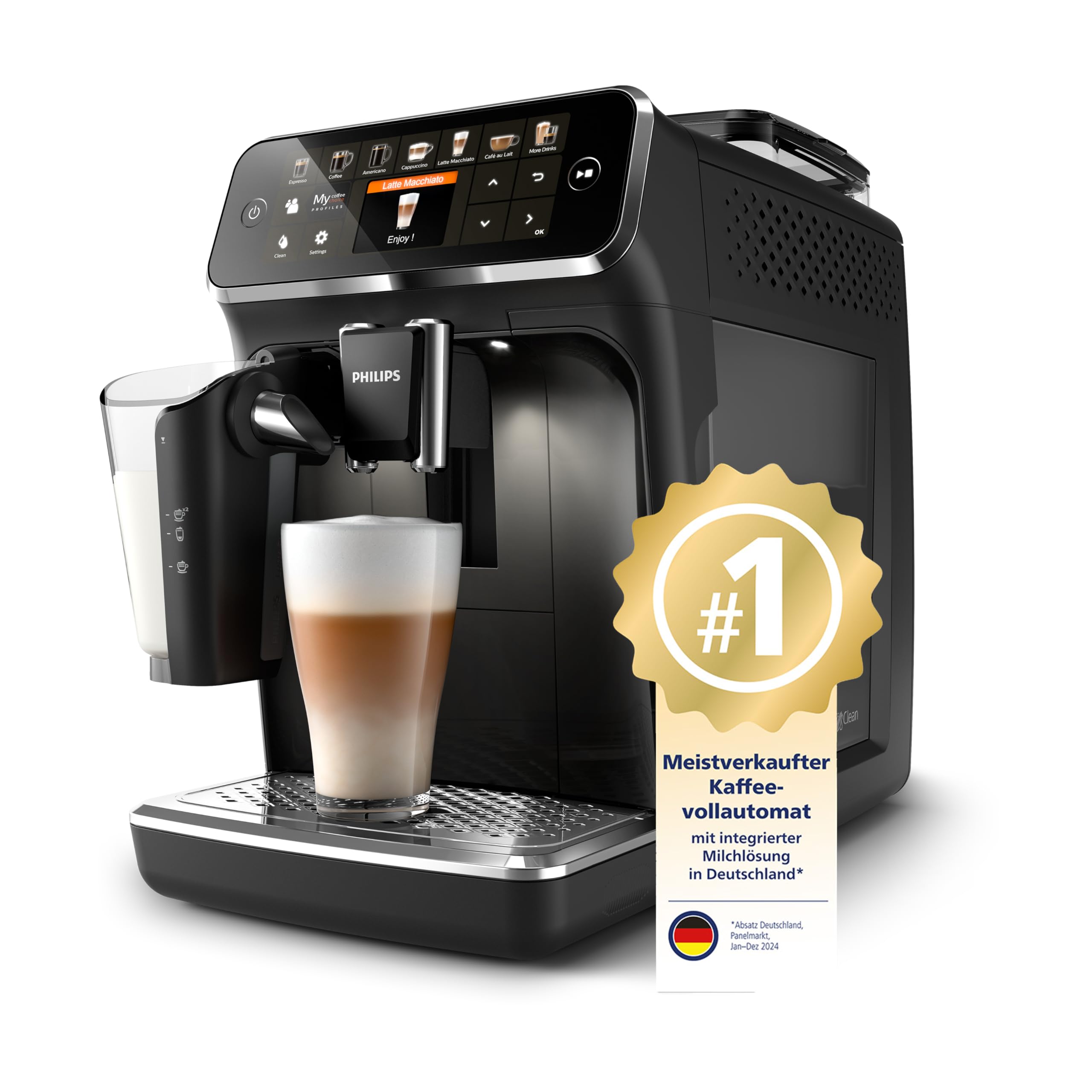 PHILIPS Kaffeevollautomat Serie 5400 Espressomaschine 12 Getränke LatteGo System TFT-Display EP5441/50