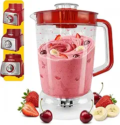 Copo p/Liquidificador Mondial Turbo Inox L-1000 | L-1100 | L-1200 – Acrílico Cristal 1,5 L c/Tampa vermelha Vedante, Peça de Reposição.