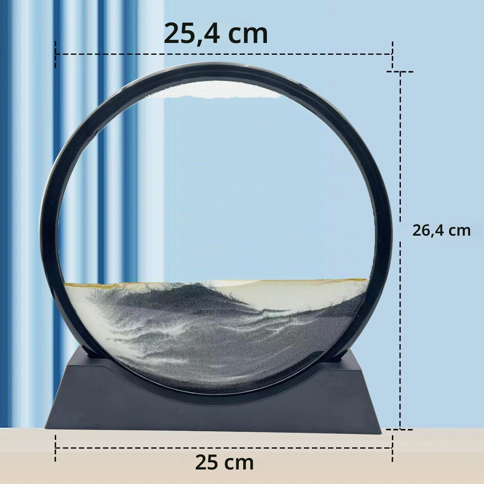 AzureLeap Sandbilder zum Drehen 3D Sandscape - die Sandkunst in Tiefsee Fließende Sandmalerei Sandbild Geschenke Sanduhr Deko Aesthetic für Büro Wohnzimmer Schreibtisch Erwachsene (SCHWARZ-12)