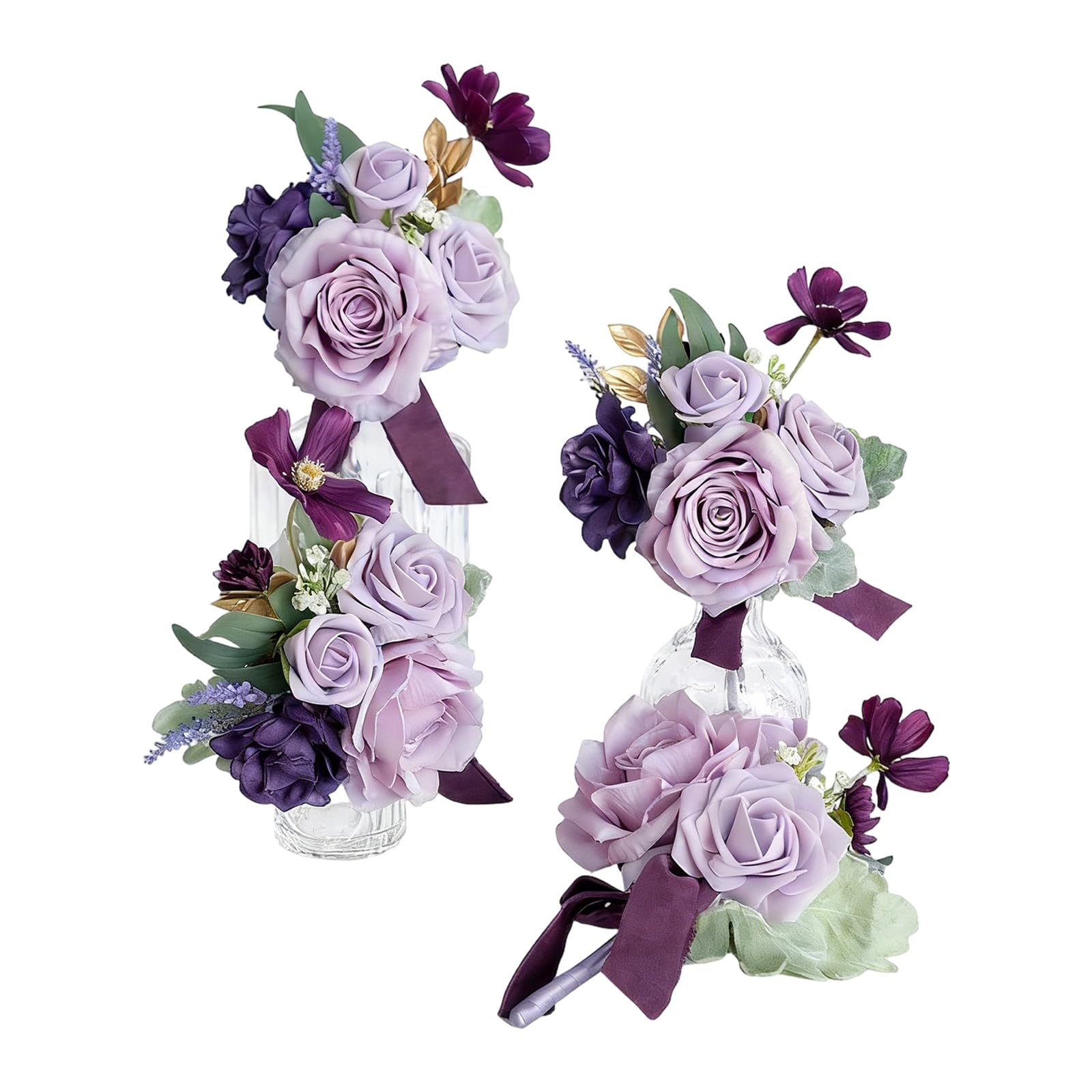 Buxuaaaa F O 4 Realistic Silk Lower Bouquets Artificial Wedding Arrangement Or Wedding Bridals Party Decorations Artificial Arrangement