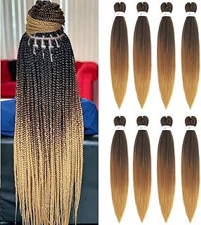 Meiersi Ombre Braiding Hair Pre Stretched 26 Inch Brown Braiding Hair 8 Packs Easy Braids Hair Yaki Straight Hot Water Setting Synthetic Braiding Hair Extensions for Crochet Hair Braiding Twist