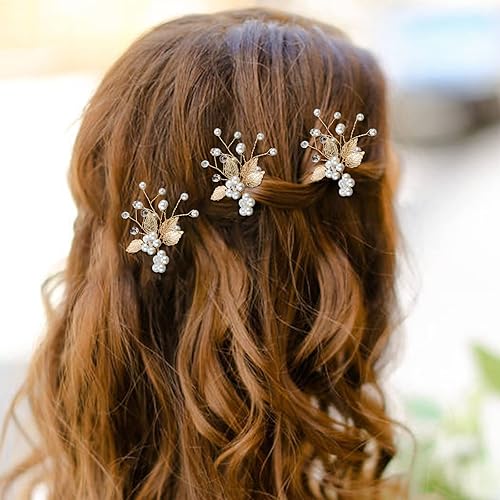Miniatura 7 de CIEHER 6 piezas de accesorios para el cabello de novia, perlas y cristal, accesorios para novias, accesorios de hoja de novia, pieza de cabeza de