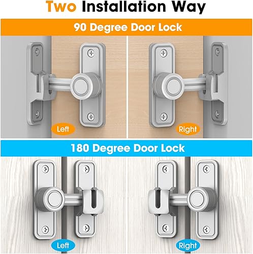 Miniatura 3 de Cerradura de puerta corrediza de granero, cerraduras de 90 grados para puertas de granero, pestillos de puerta abatible para granero, jardín, baño,