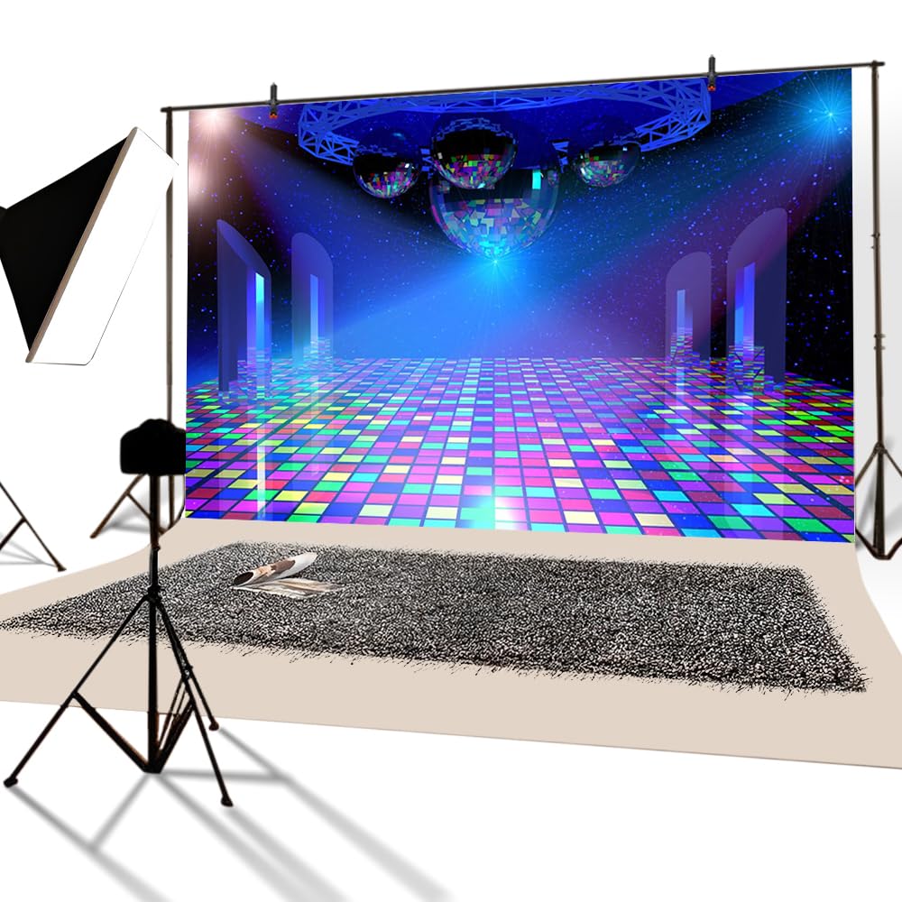 YongFoto 3x2,5m Vinile sfondo Fotografico Luci da discoteca Sfondo del palcoscenico Sfere dello specchio Stelle lucenti sfondo per studio Fotografico fondali fotografici festa fondale foto