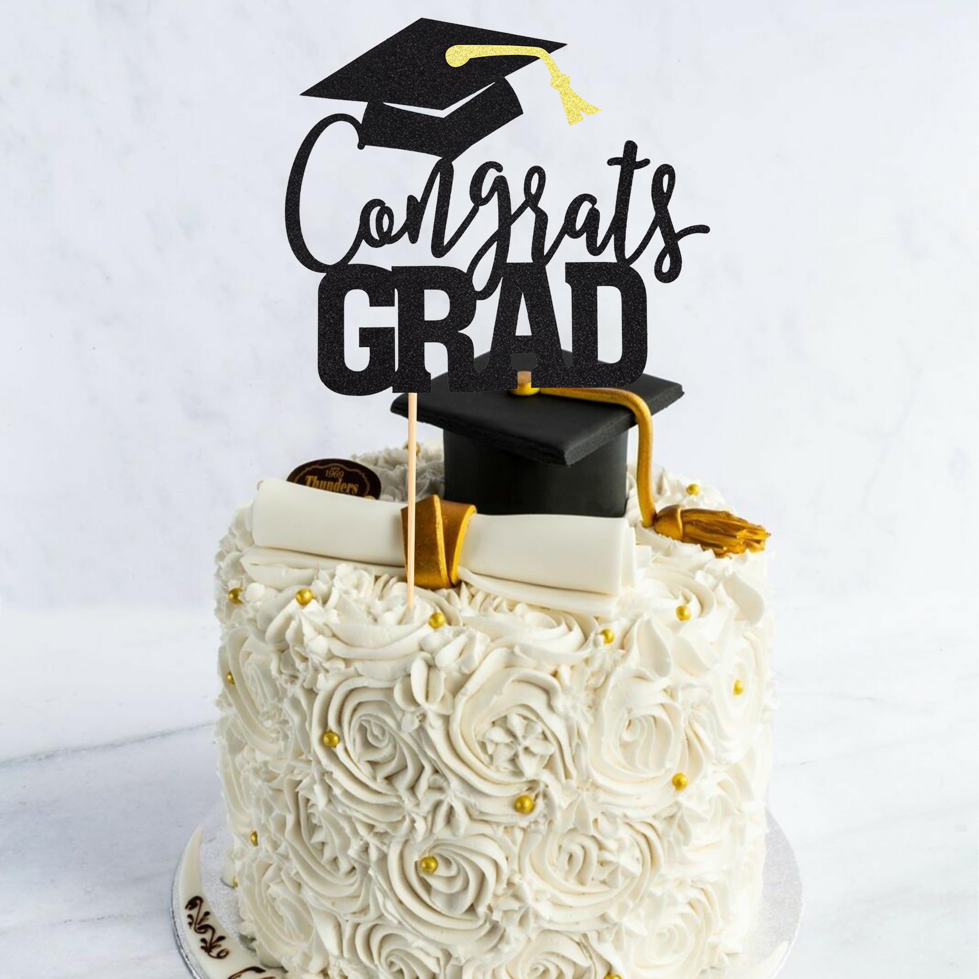 Decorazione Torta Laurea 'You Did It' - Topper Diploma Classe 2025 Con Glitter Nero