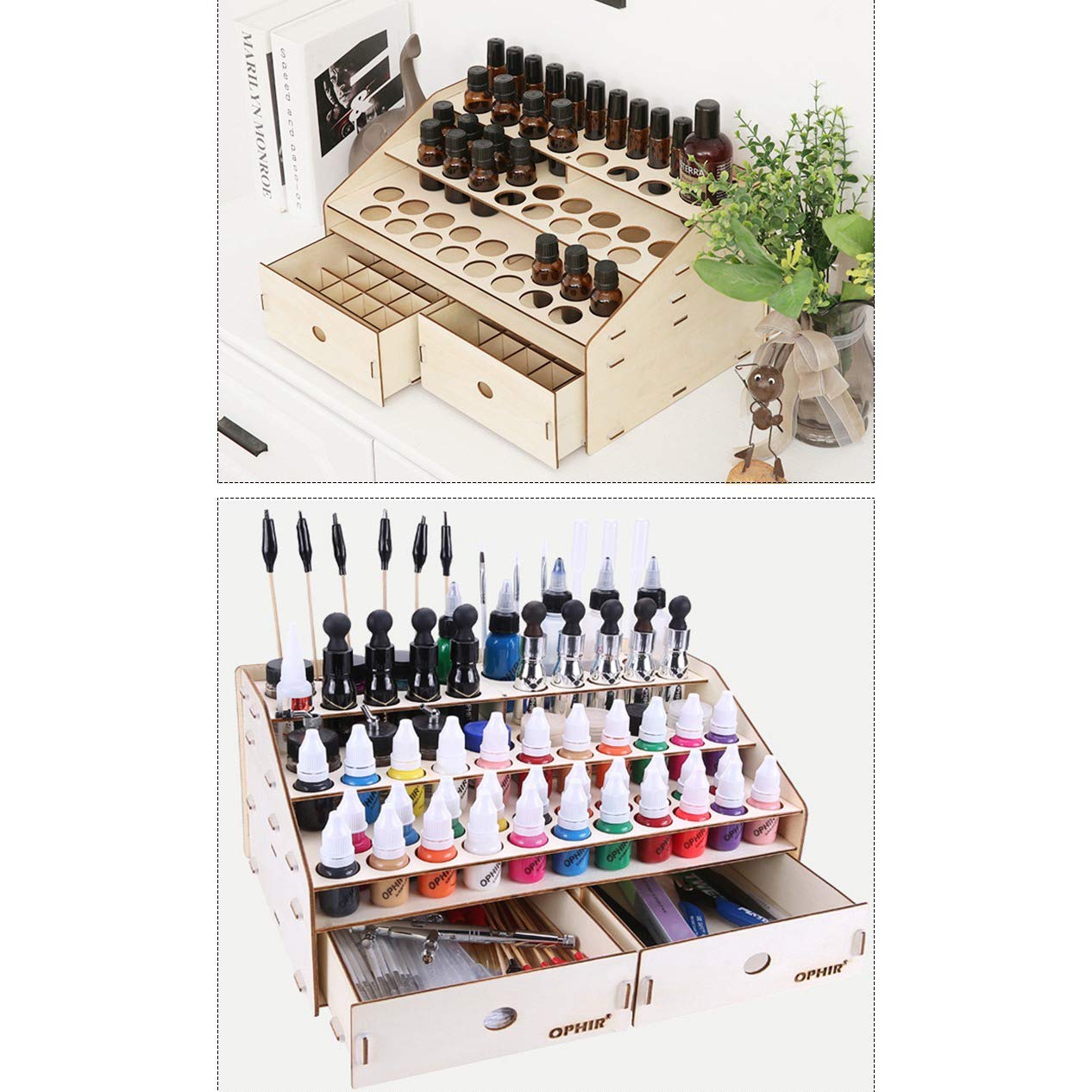 DIY Organizador de Madera de Pintura Soporte de Pantalla Portacepillos Soporte de Almacenamiento Herramienta de Modelo