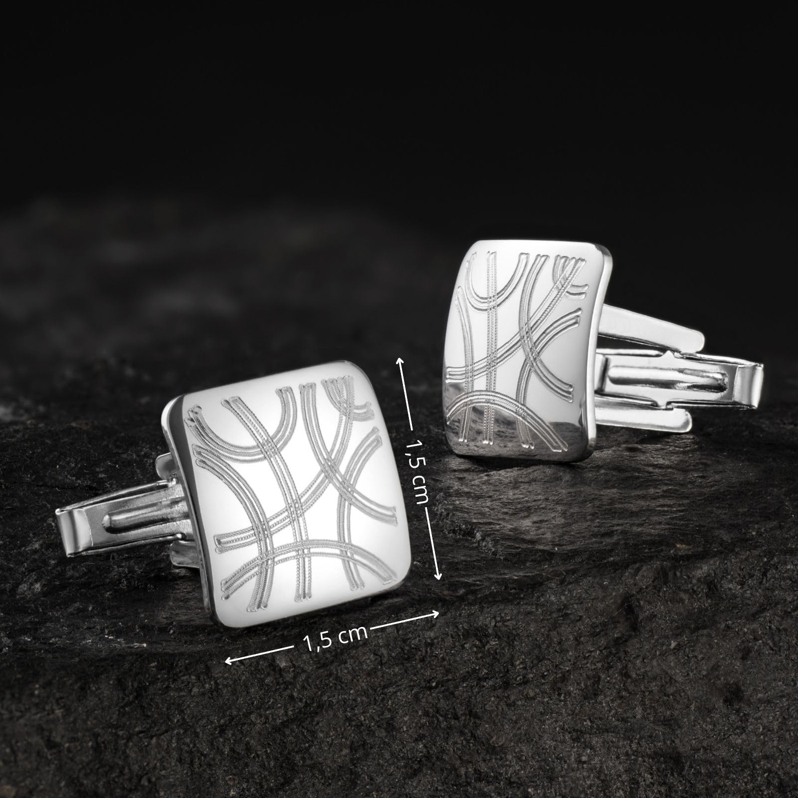 Raffinati Gemelli Da Uomo In Argento 925 Con Motivo Chevron Moderno