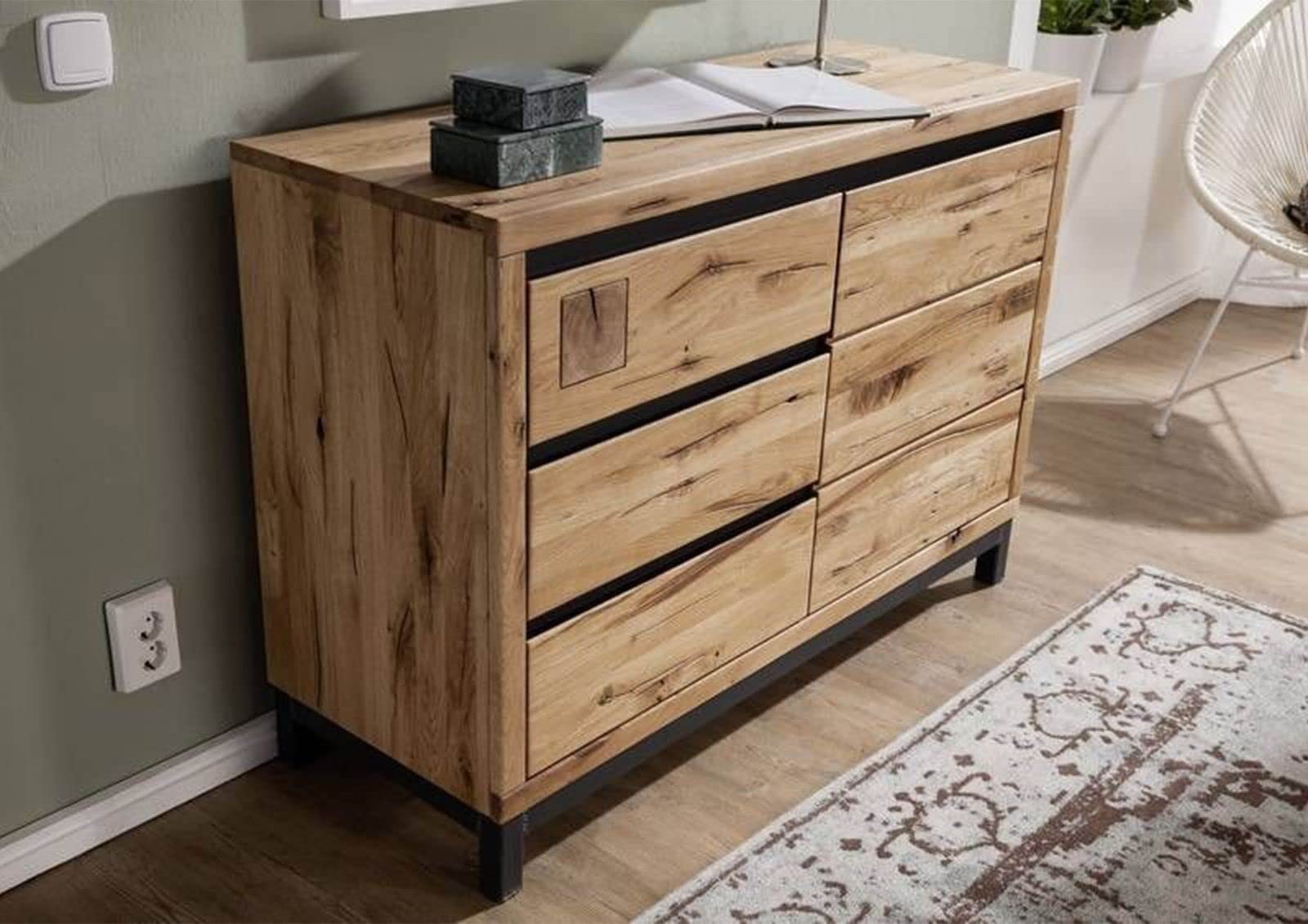 MASSIVMOEBEL24.DE | VILLANDERS Sideboard 120x45x85 Wildeiche geölt - Versch Farben, Farbe:Natur geölt, Größe:120x45x85 cm (BxTxH)