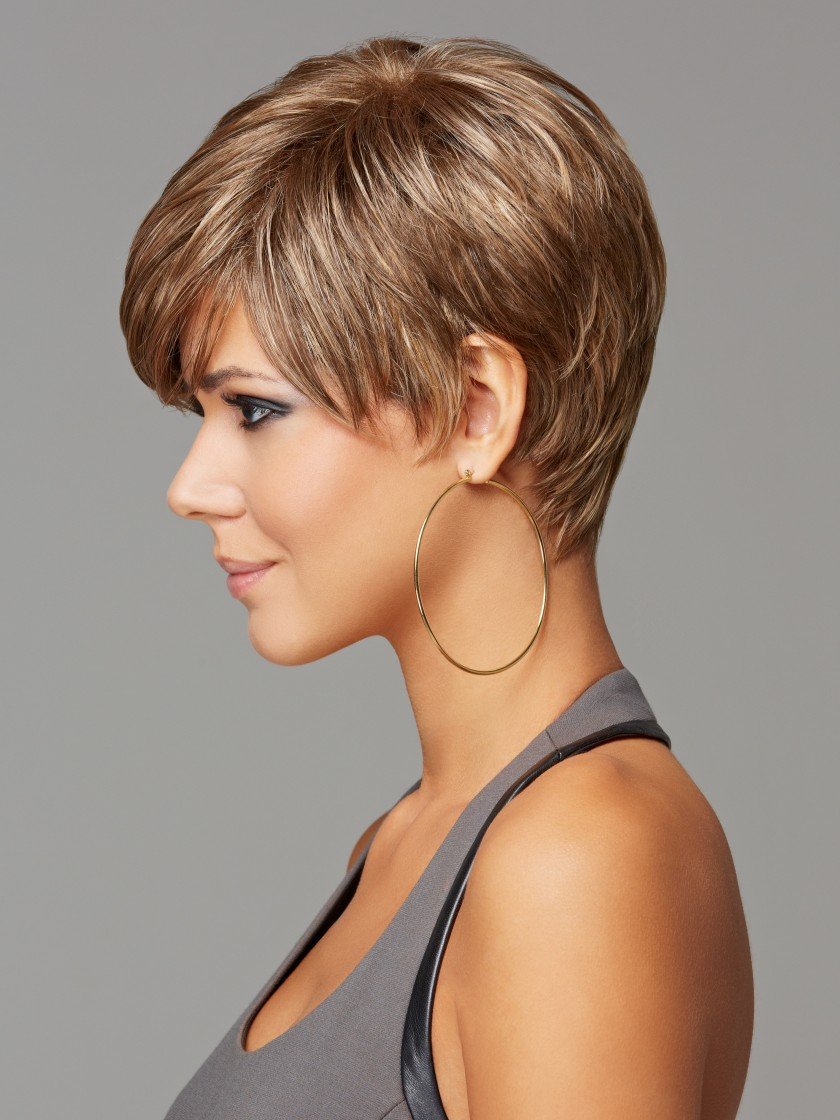 Fashion exotic elegant fluffy short straight wigs for women brown SW0096