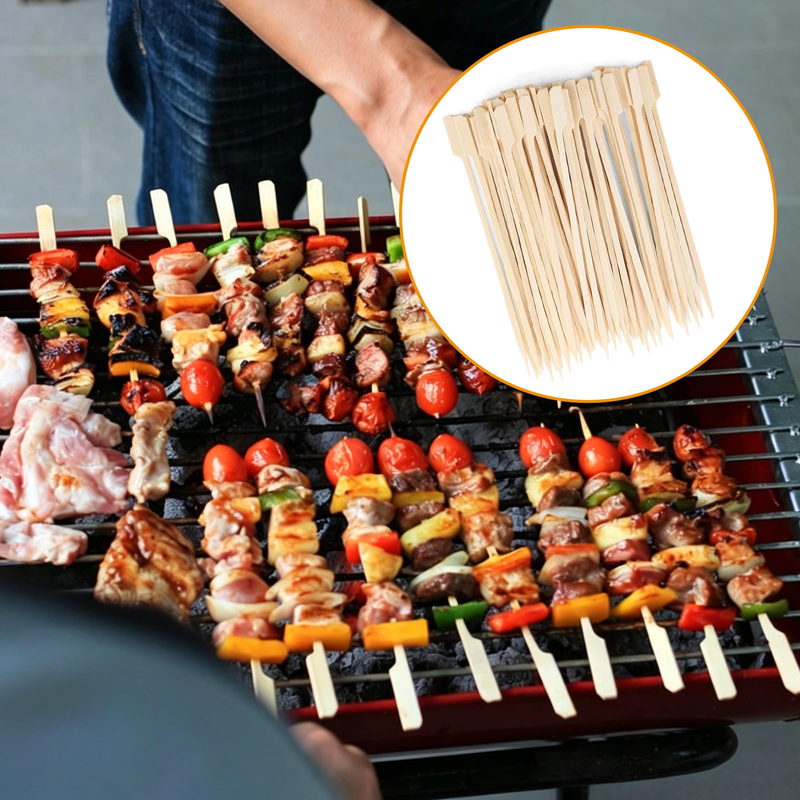 1000 spiedini in legno da 18 cm, bastoncini di bambù naturale per barbecue, fontana di cioccolato, buffet e satay, bastoncini multiuso per kebab e decorazioni di frutta