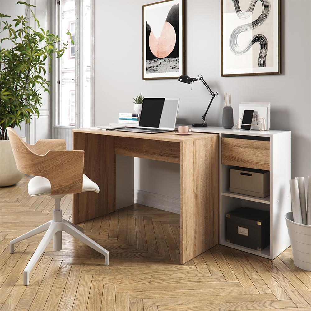 Vicco Escritorio Ben, Blanco/Sonoma, 145 x 46.4 cm