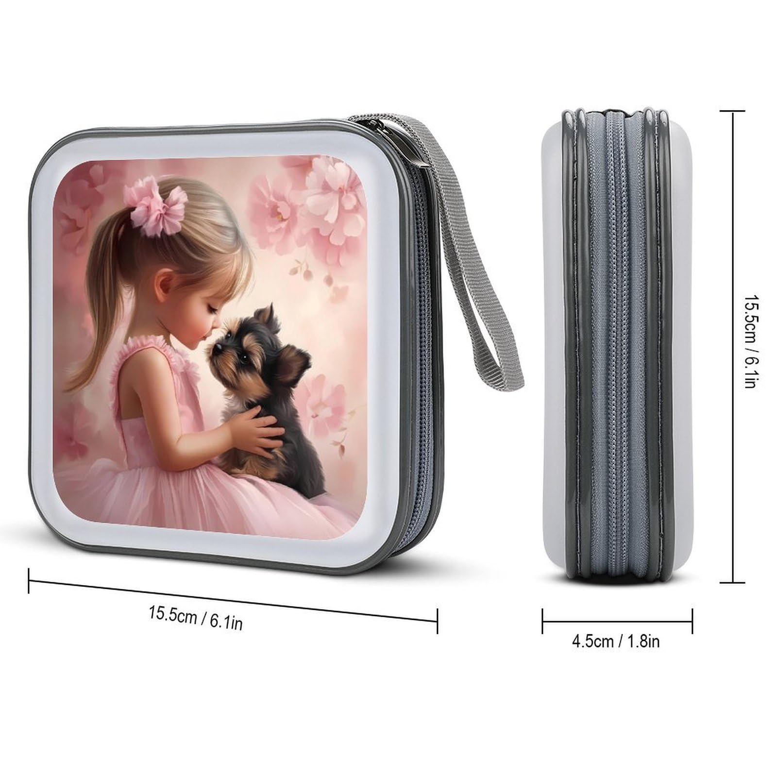 Best Friend Girl And Yorkie CD Case Plastic DVD Case Holder Wallet Disc Storage Organizer for Car Travel