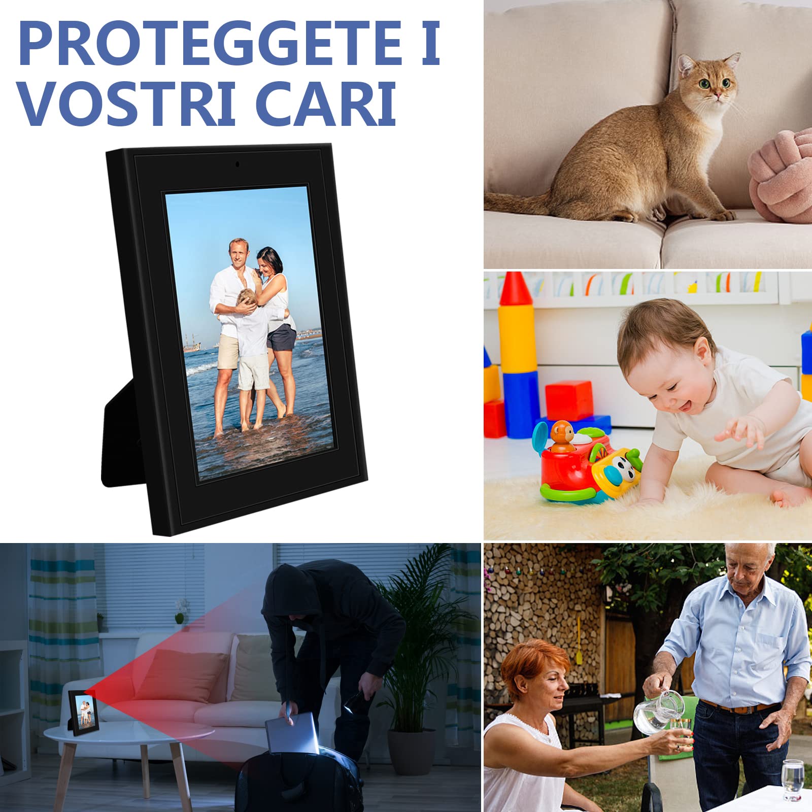 UYIKOO Telecamera Nascosta, Mini Telecamera Spia Cornice Fotografica, 1080P HD Microcamera Spia con Rilevamento del Movimento per la Video Sicurezza del Negozio